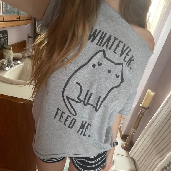 Tops - "Whatever. Feed Me" Cat Tee